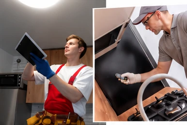 Professionals working on an installation